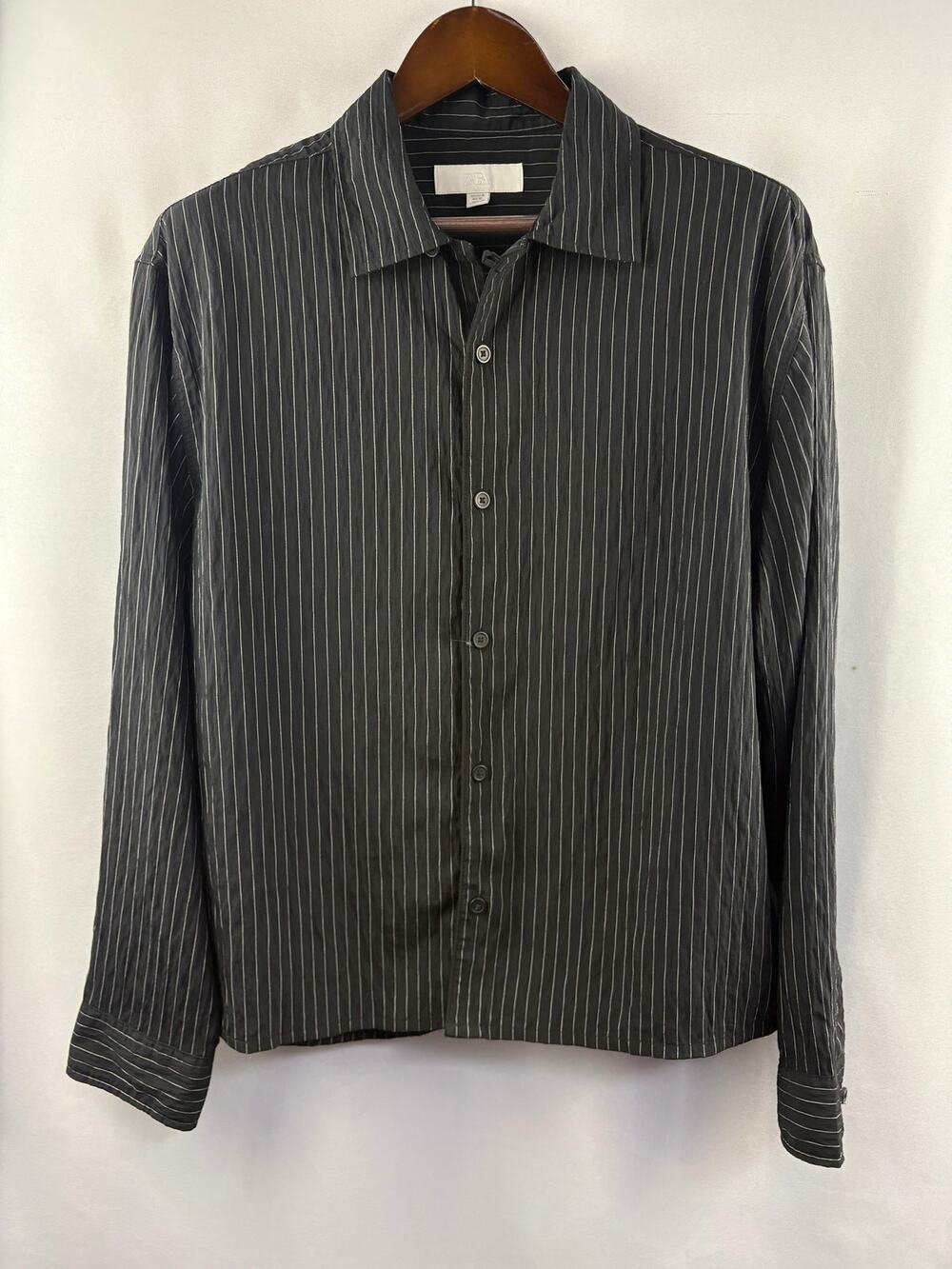 Women’s Zara Medium Black w/ White Stripes Button Up